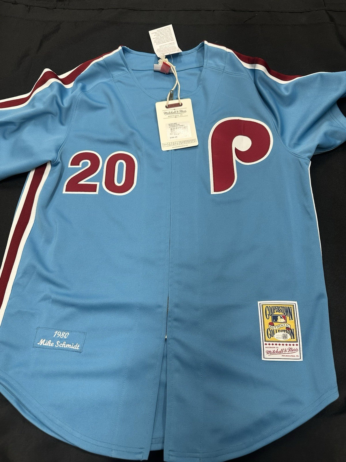 Mike Schmidt Full Name Signed Phillies Mitchell Ness Stat Jersey JSA Witness