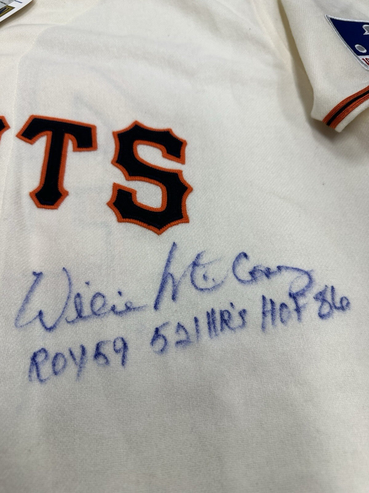 Willie McCovey Stat Signed Authentic Giants Mitchell Ness Jersey BAS