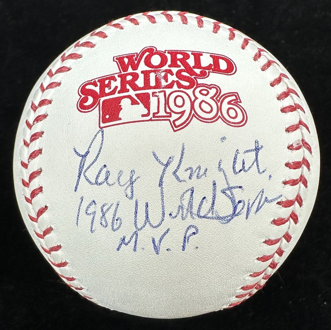 Ray Knight 1986 WS MVP Signed 86 World Series Logo Baseball JSA