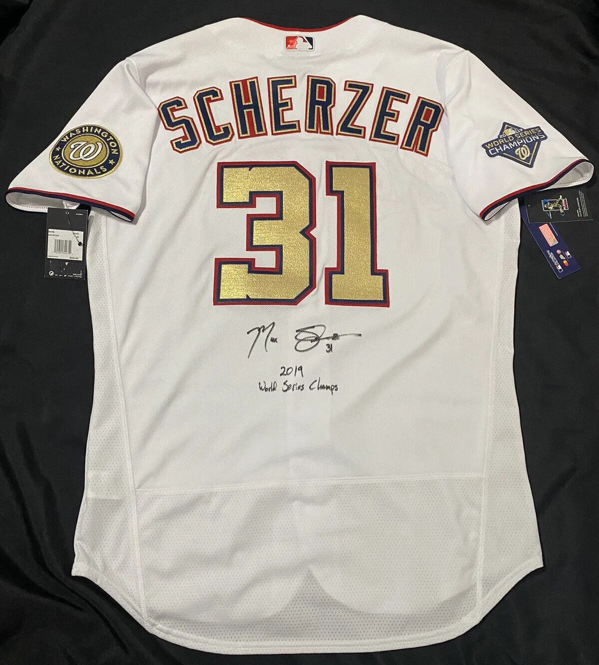 Max Scherzer 19 WS Champs Signed Washington Nationals Authentic Jersey MLB Holo