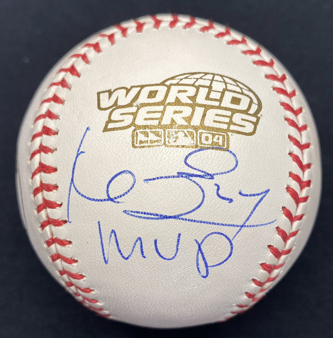 Manny Ramirez MVP Signed 2004 World Series Baseball Logo Tristar