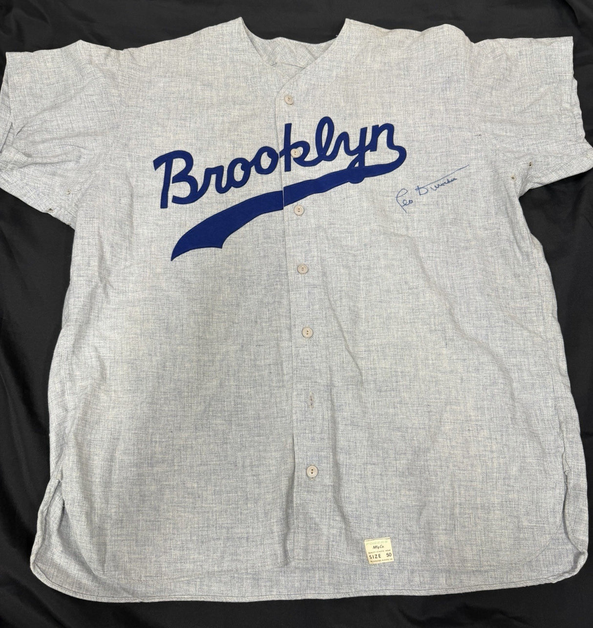 Leo Durocher Signed Brooklyn Dodgers Powers Jersey JSA LOA