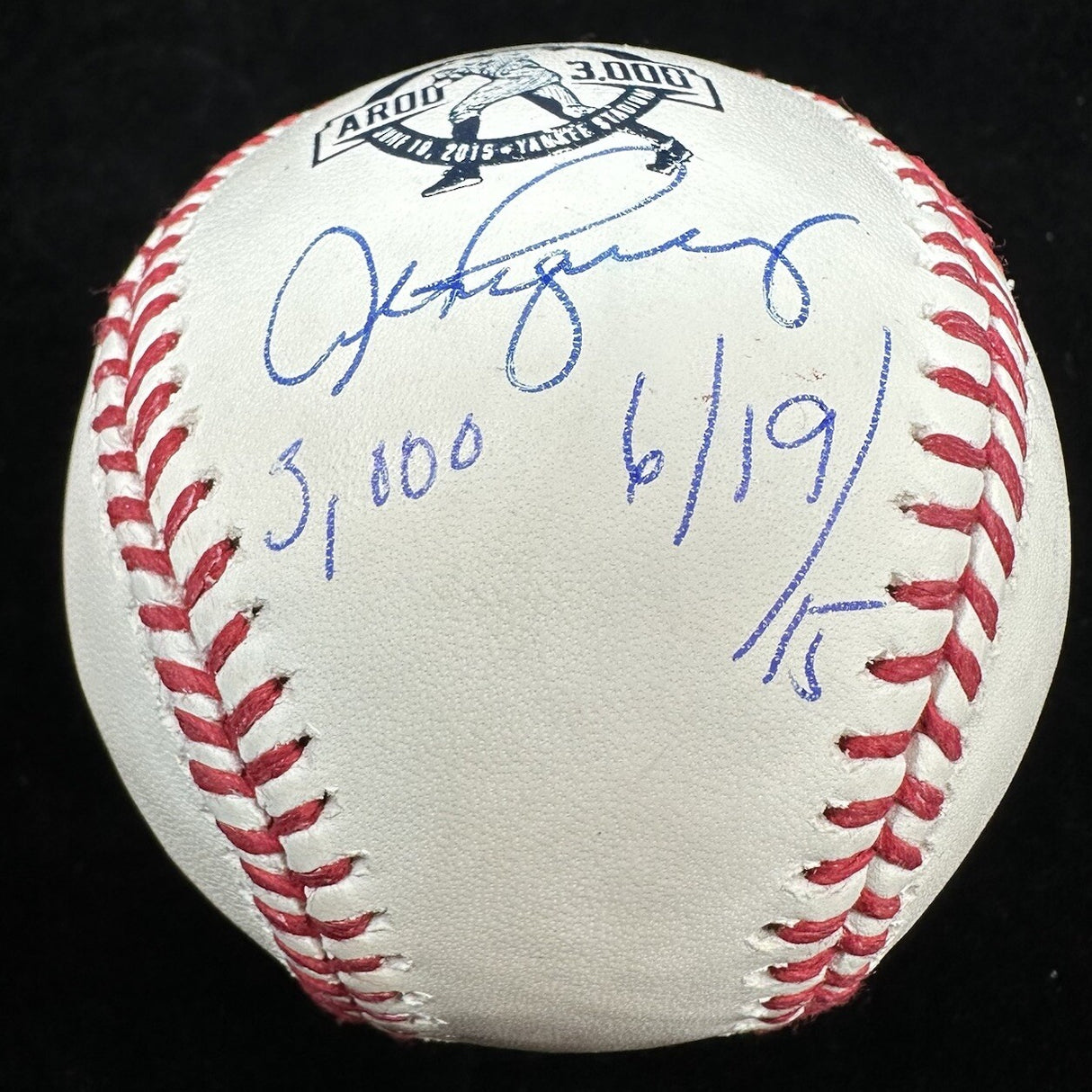 Alex Rodriguez Signed 3,000 Hit Logo Baseball JSA Witness Holo Only