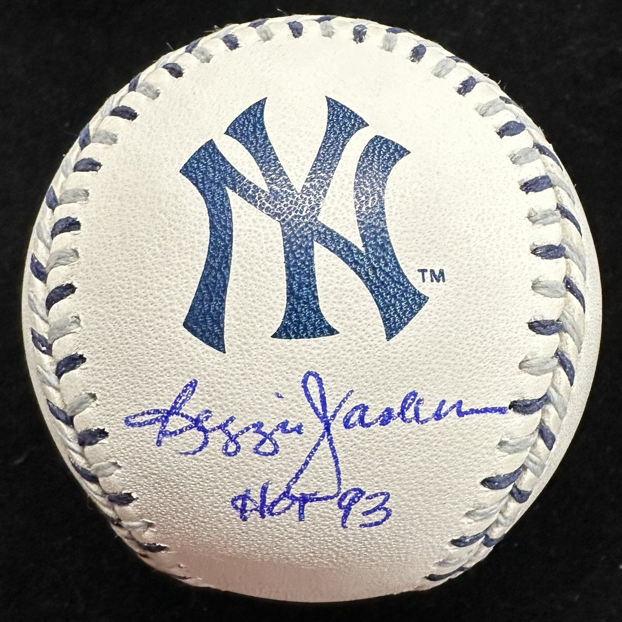 Reggie Jackson HOF 93 Signed Yankees Team Stitched Logo Baseball JSA