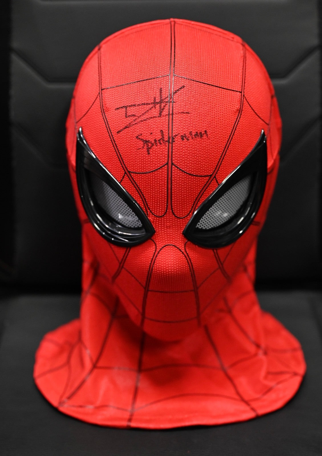 Tom Holland "Spider-Man" Signed Marvel Legends Spider-Man Mask Helmet SWAU Holo