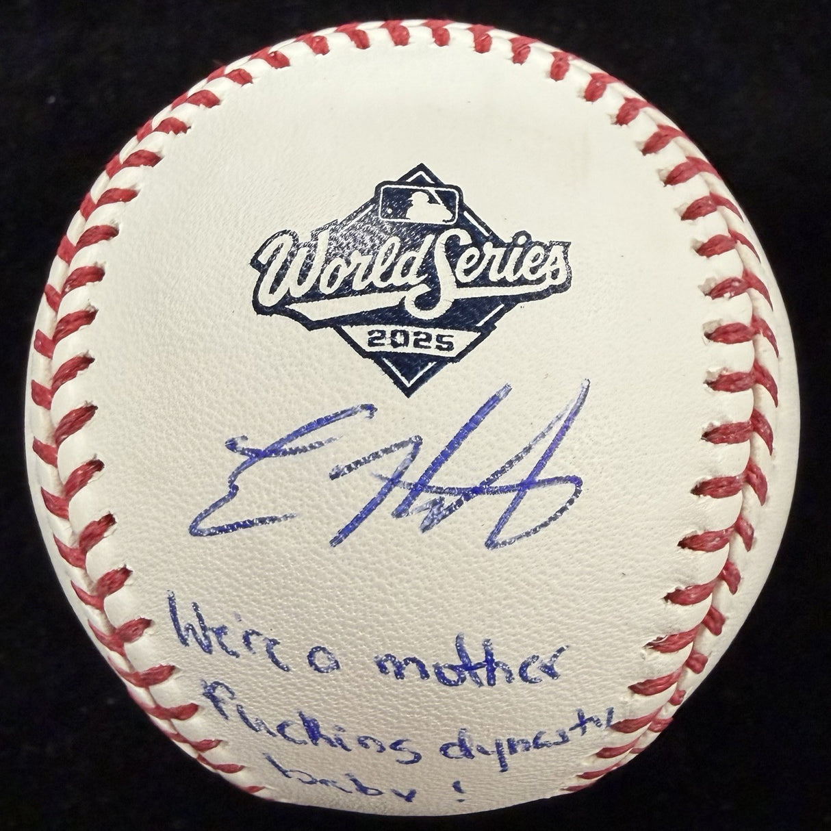 Kiké Hernandez Dynasty Signed 2025 World Series Logo Baseball MLB Holo