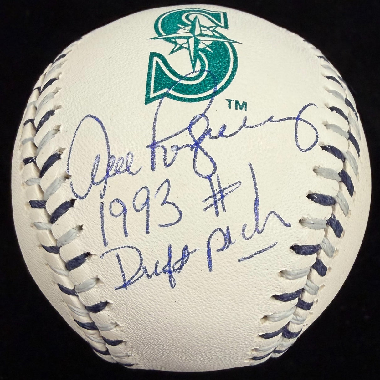 Alex Rodriguez 1993 #1 Draft Pick Signed Mariners Team Stitch Logo Baseball JSA