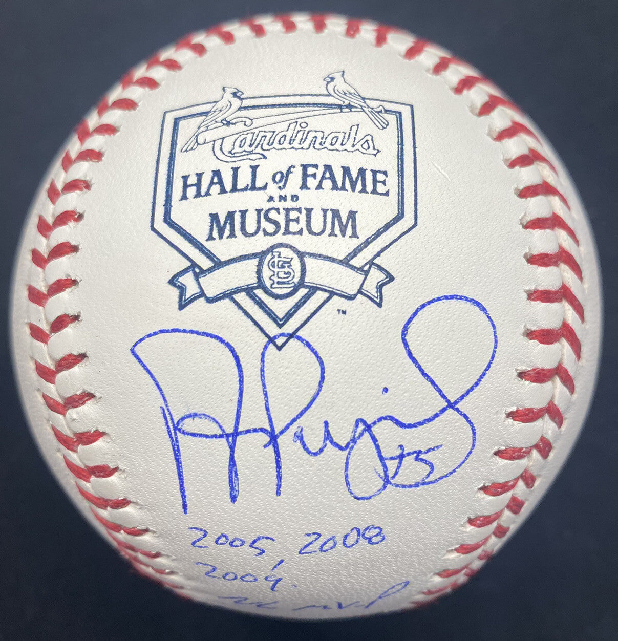 Albert Pujols 05, 08, 09 NL MVP Signed Cardinals HOF Logo Baseball Beckett BAS