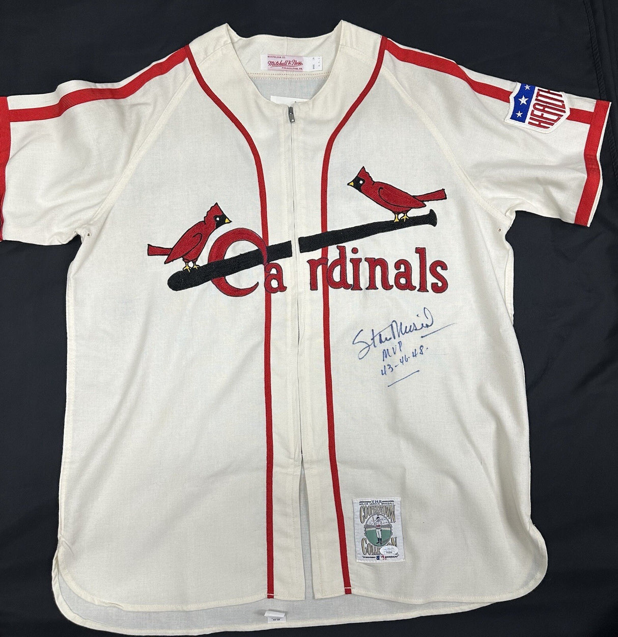 Stan Musial MVP 43 46 48 Signed Authentic Cardinals Mitchell Ness Jersey JSA LOA