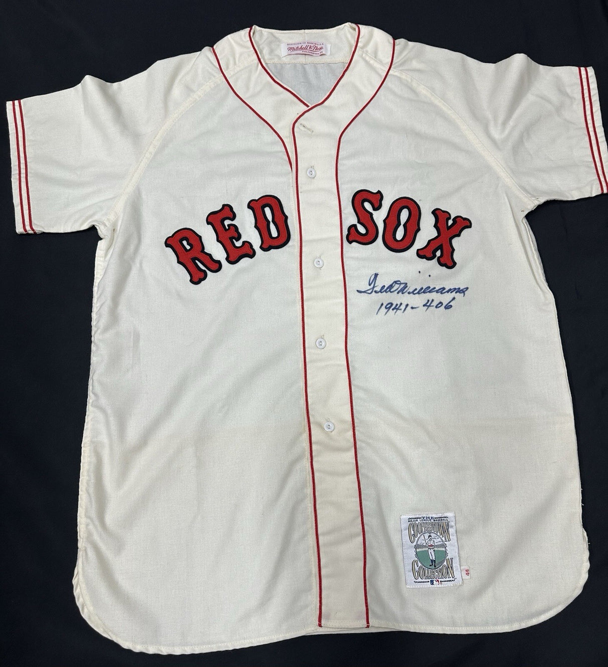 Ted Williams 1941-.406 Signed Authentic Mitchell & Ness Red Sox Jersey PSA LOA