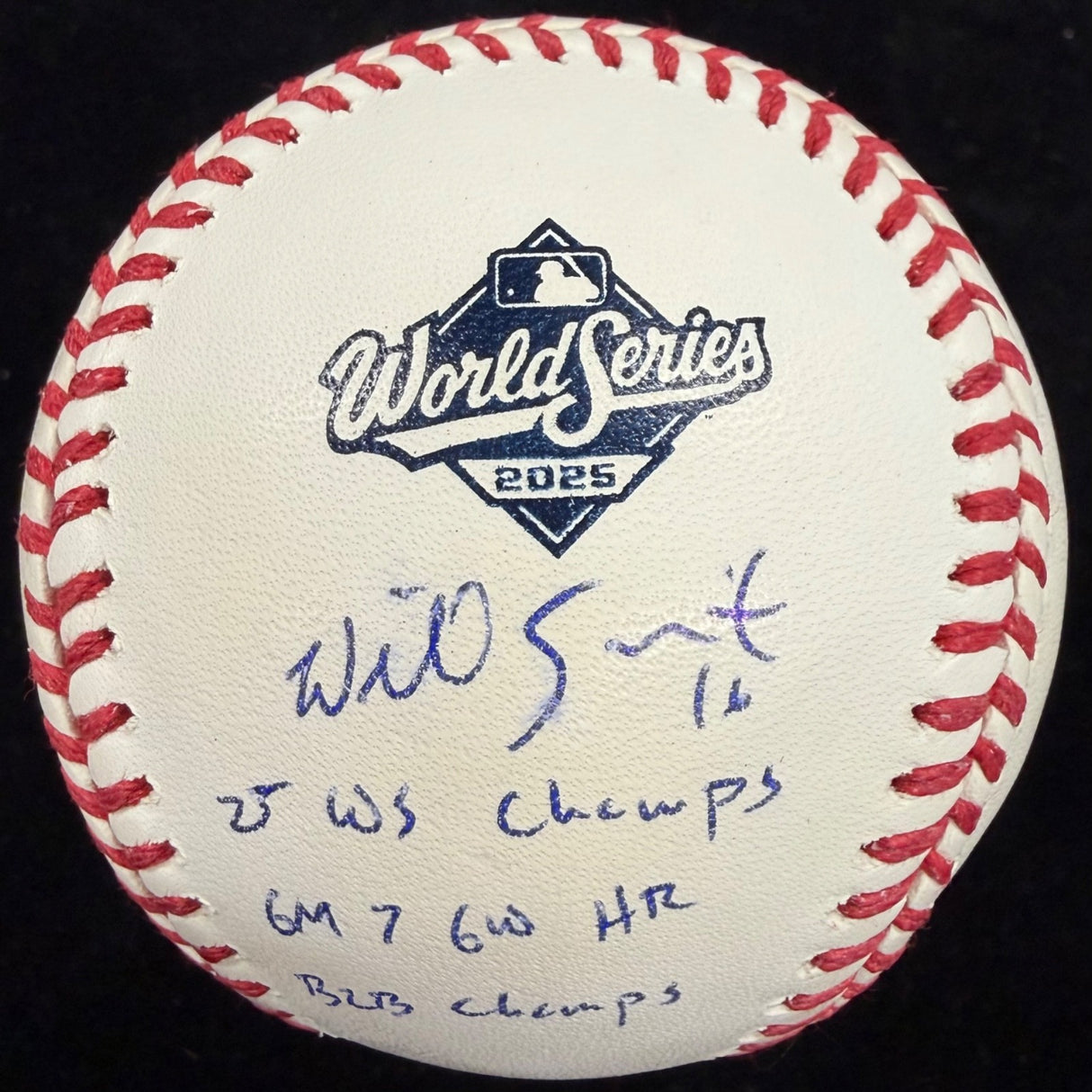 Will Smith 2025 World Series Game 7 GWHR Signed Logo Baseball MLB Holo Fanatics