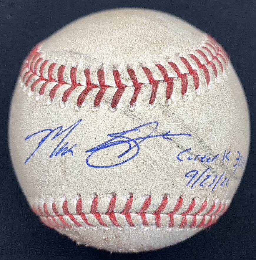 Max Scherzer Game Used Signed Career Strikeout K 3,011 9/23/21 MLB Holo Dodgers