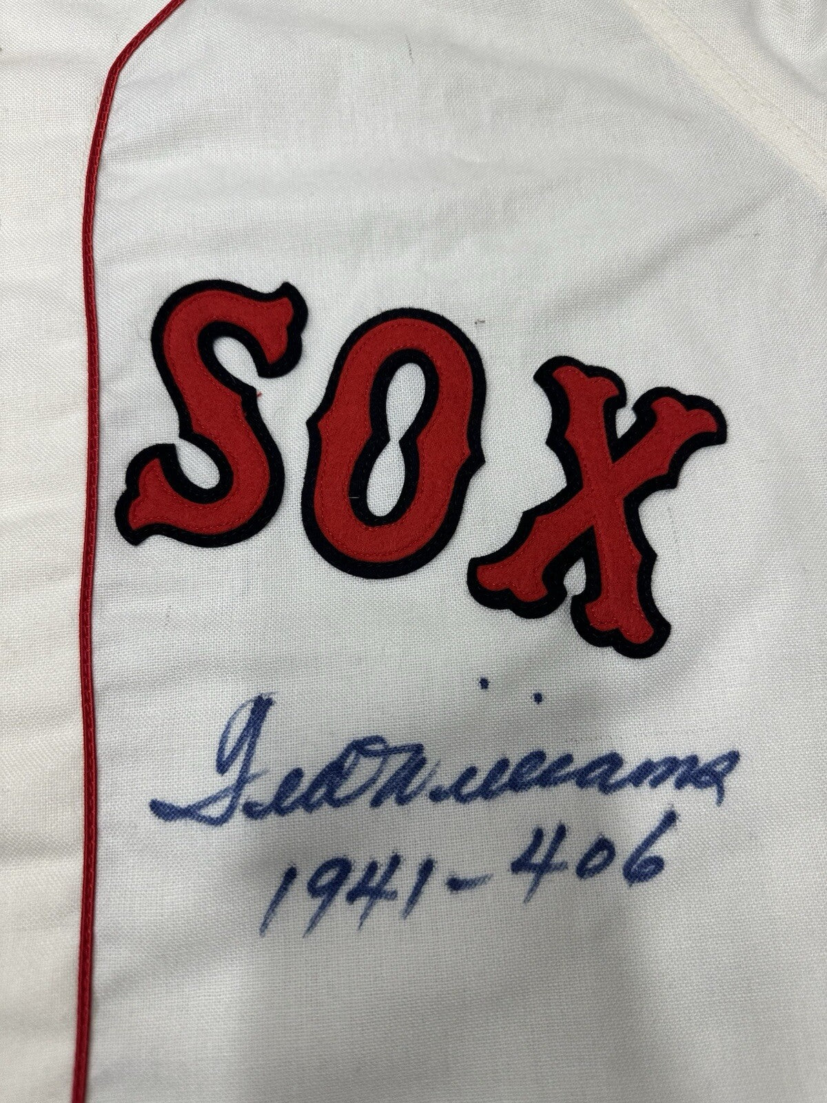 Ted Williams 1941-.406 Signed Authentic Mitchell & Ness Red Sox Jersey PSA LOA
