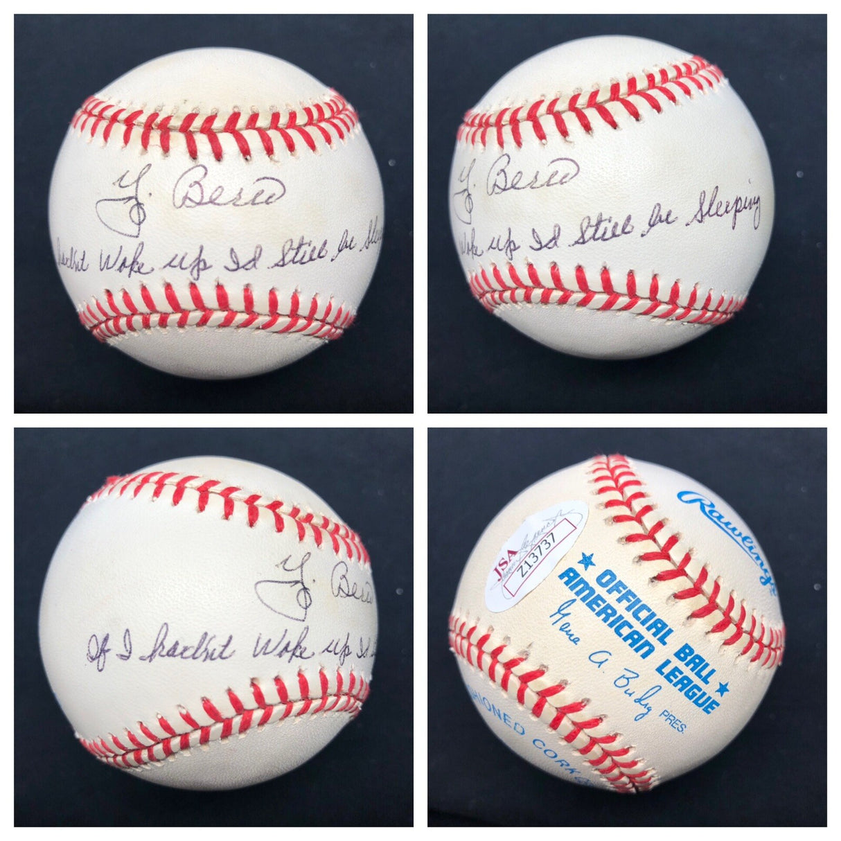 Yogi Berra Yogism (8) Inscription Signed Baseball Collection PSA JSA HOF Yankees