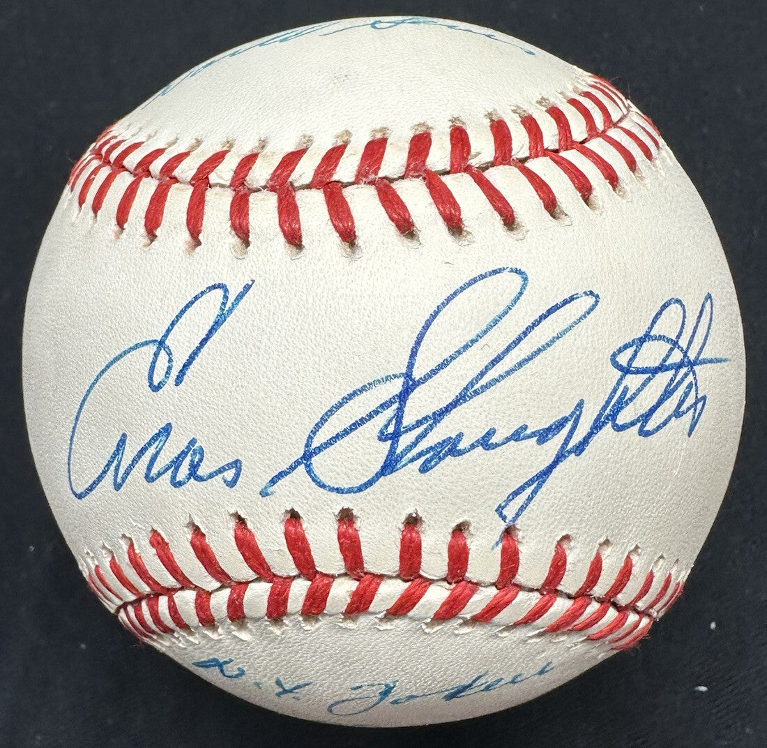 Enos Slaughter 1956 World Series Yankees Dodgers Signed Baseball JSA