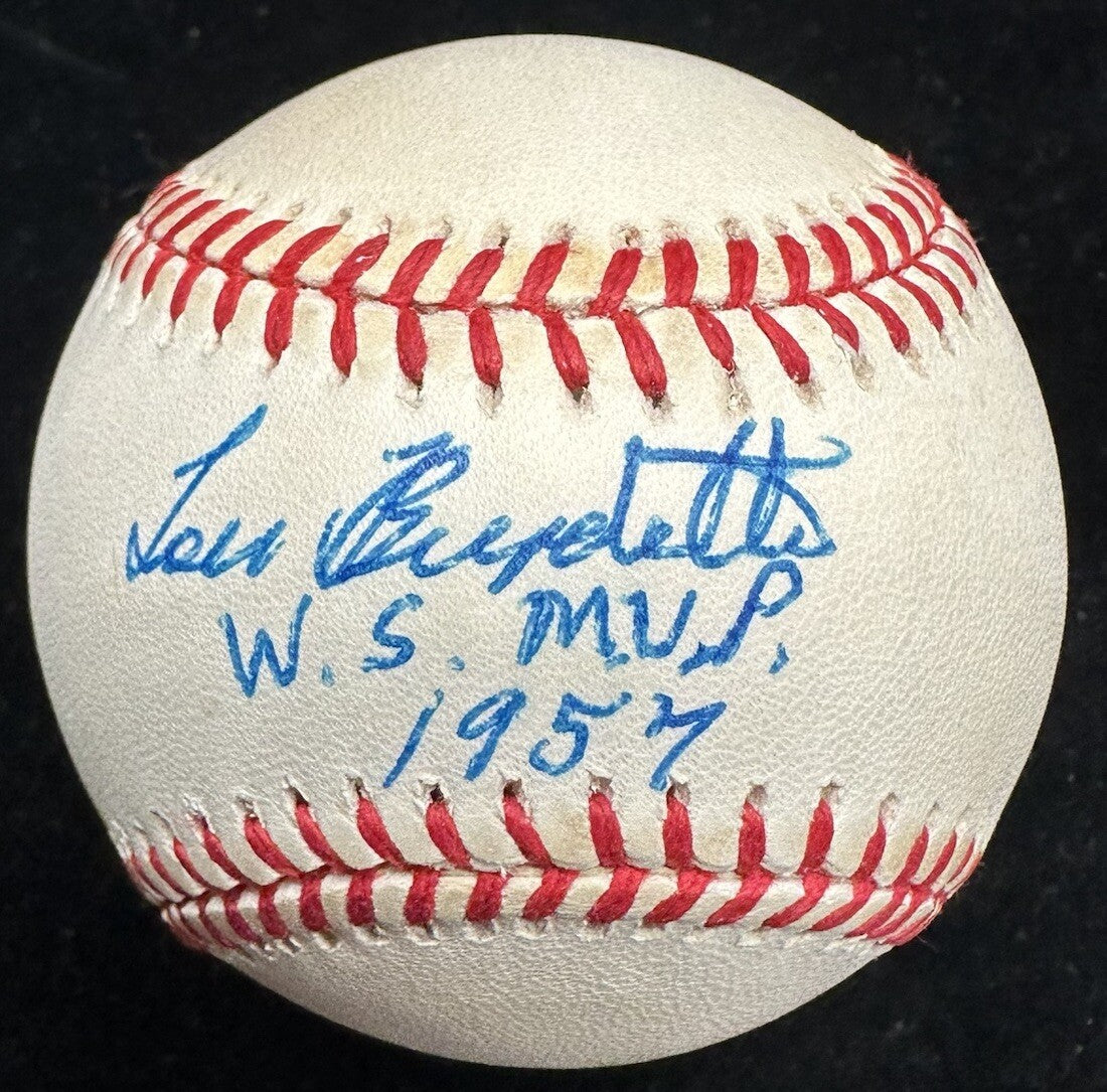 Lou Burdette WS MVP 57 Signed Baseball JSA