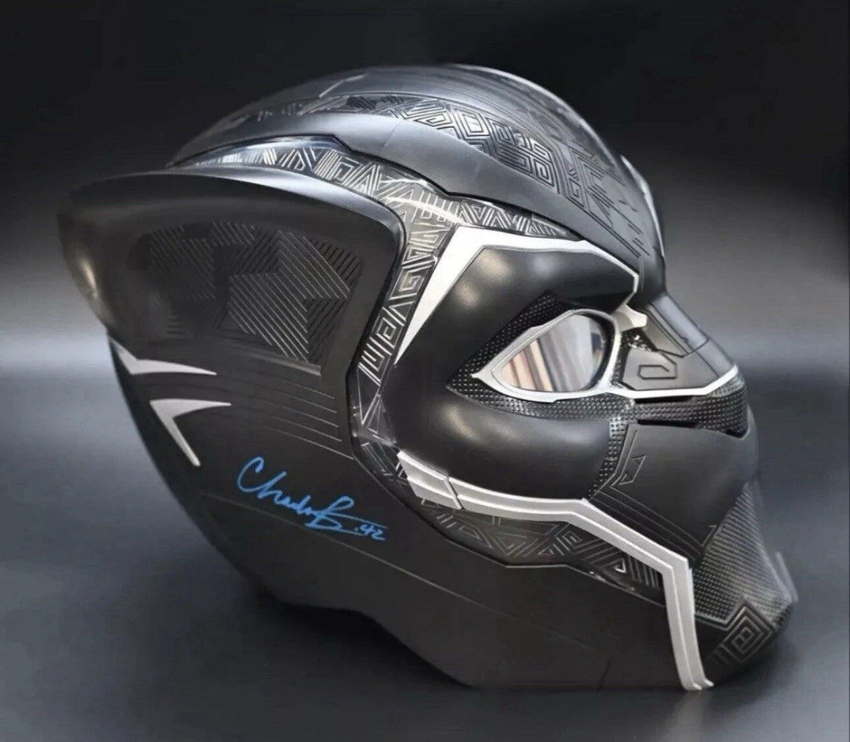 Chadwick Boseman Signed Black Panther Marvel Legends Helmet JSA LOA