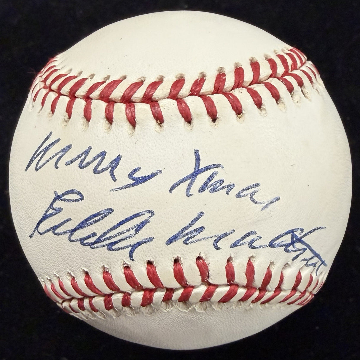 Eddie Mathews Merry Xmas Signed Baseball PSA/DNA