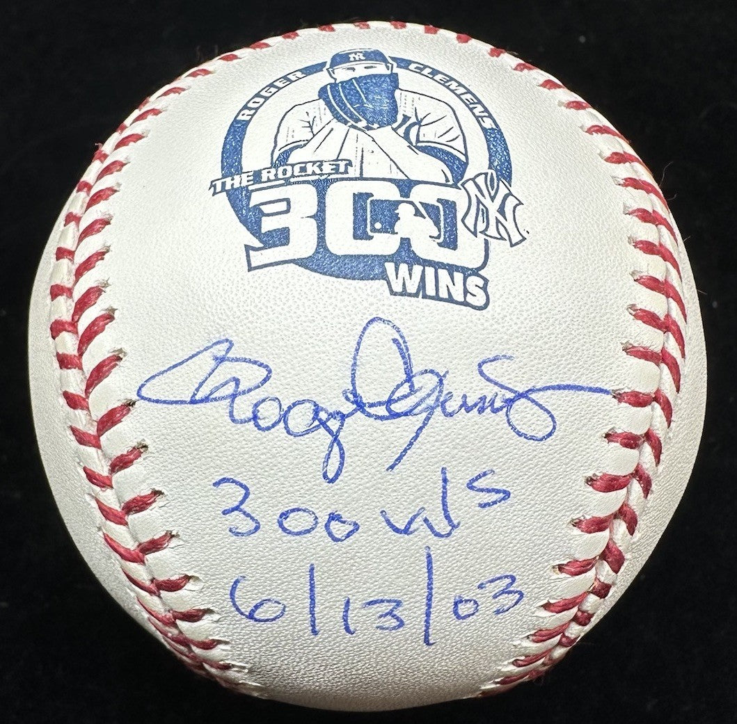Roger Clemens 300 Wins 6/13/03 Signed 300 Win Logo Baseball JSA