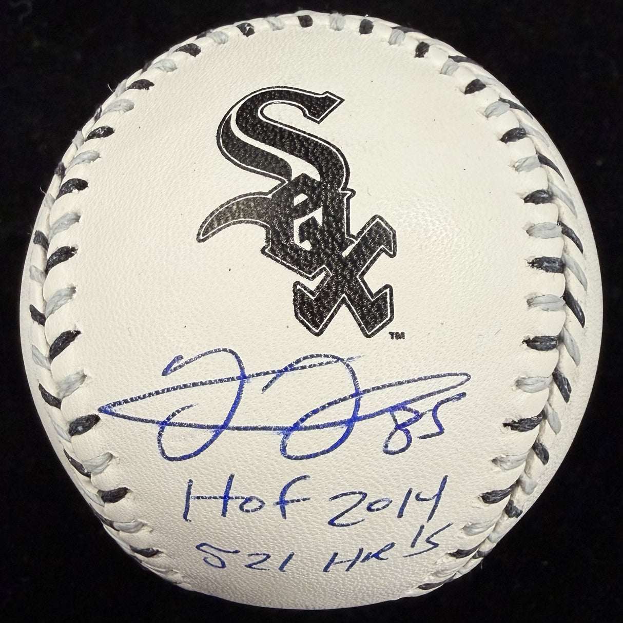 Frank Thomas 521 HRs HOF Chicago White Sox Signed Team Stitch Logo Baseball BAS