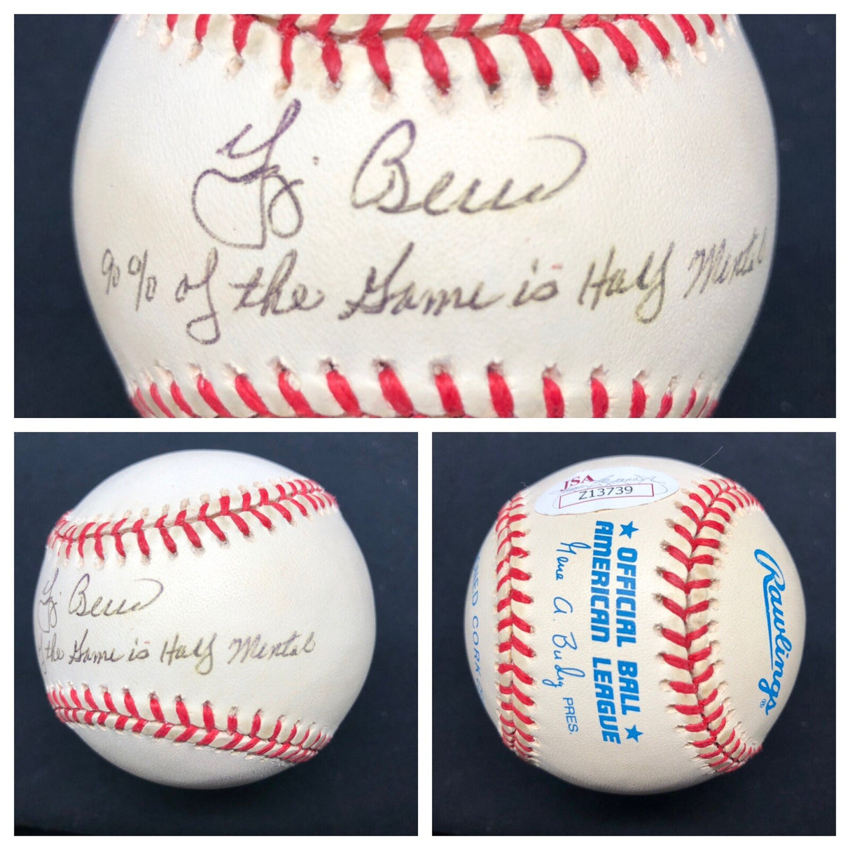 Yogi Berra Yogism (8) Inscription Signed Baseball Collection PSA JSA HOF Yankees