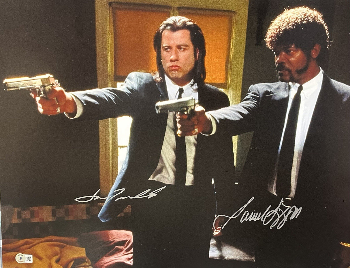 Samuel L. Jackson John Travolta Dual Signed Pulp Fiction 16x20 Photo BAS