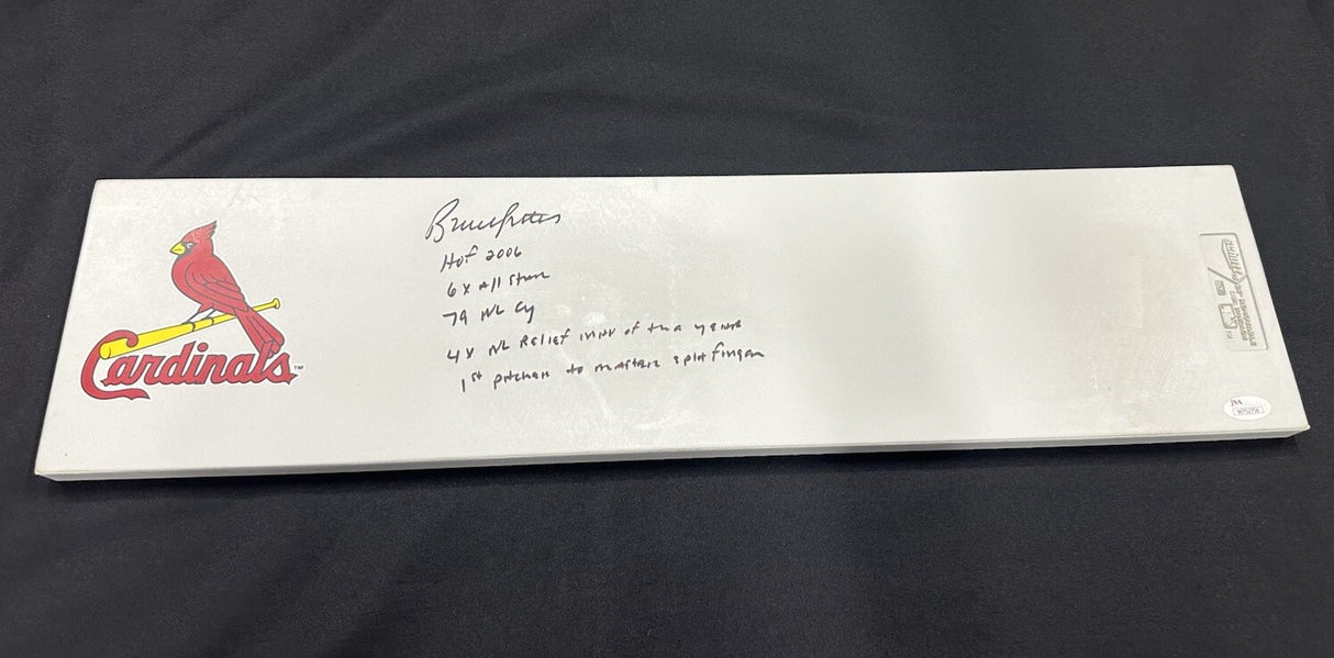 Bruce Sutter Stats Signed Authentic Schutt Cardinals Pitching Rubber JSA