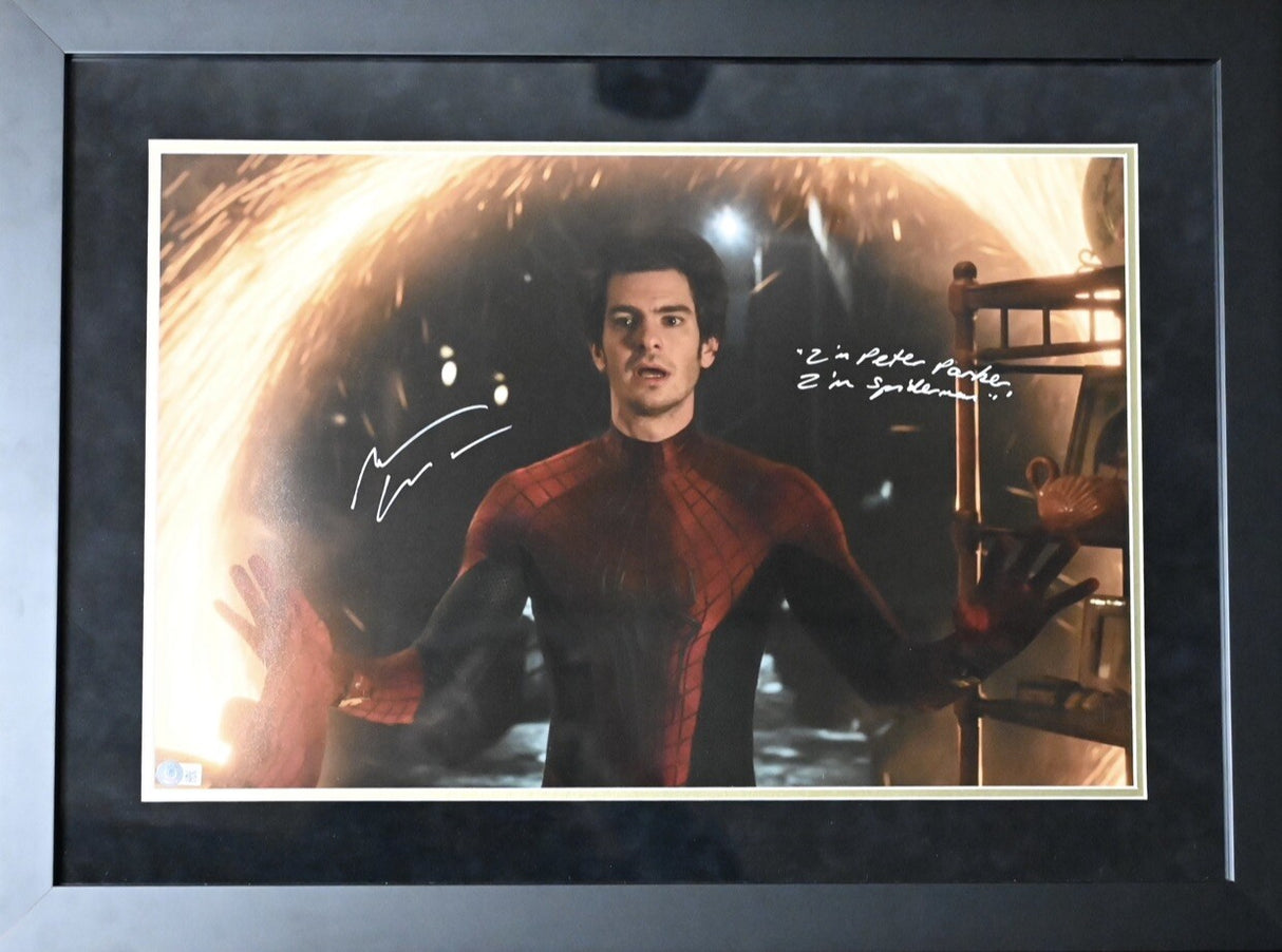 Andrew Garfield I’m Peter Parker I’m Spider-Man Signed 16x24 Photo Framed BAS