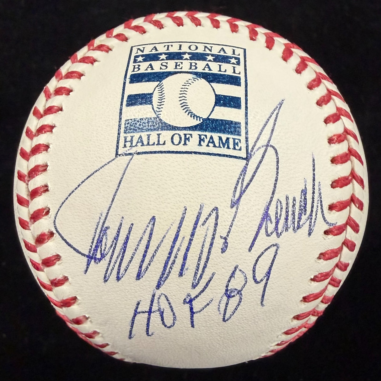 Johnny Bench HOF 89 Signed Hall of Fame Logo Baseball MLB Holo Fanatics Holo