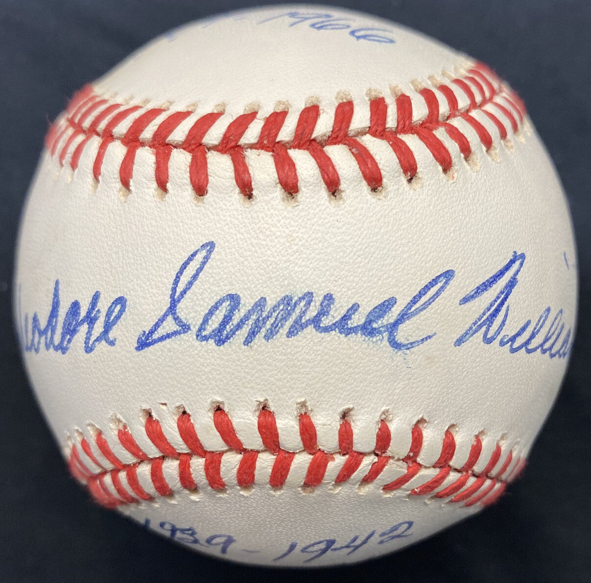 Theodore Samuel Williams Full Name HOF 1966 Signed Stat Baseball PSA LOA