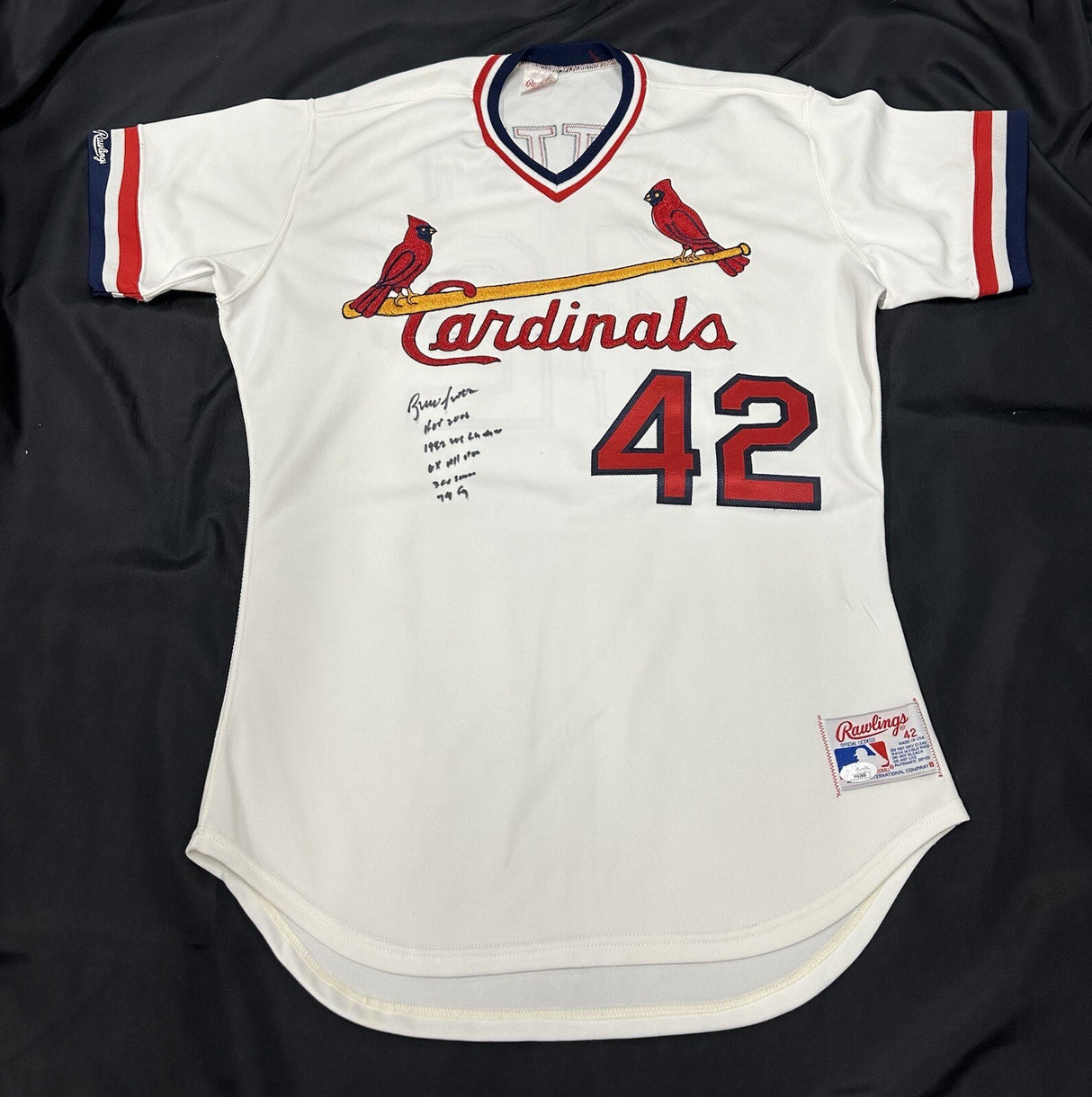 Bruce Sutter Signed Authentic Rawlings St. Louis Cardinals Stat Jersey JSA LOA