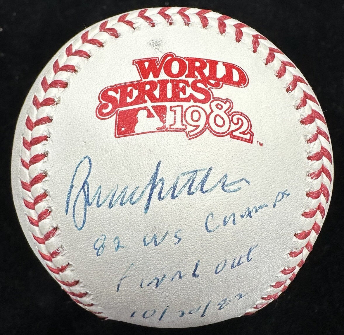 Bruce Sutter 82 WS Champs Signed 1982 World Series Logo Baseball Beckett BAS