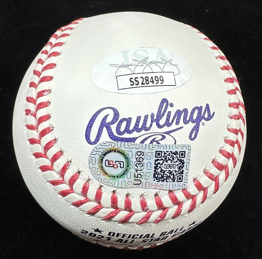 Vladimir Guerrero Jr. 21 ASG MVP Signed 2021 All-Star Game Logo Baseball JSA