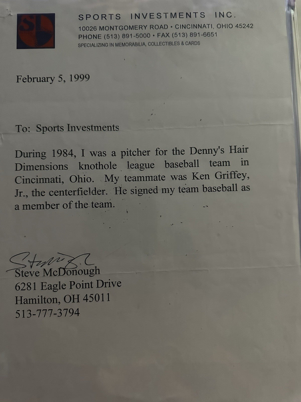 1984 Earliest Known Ken Griffey Jr. Signed Baseball JSA LOA + Provenance