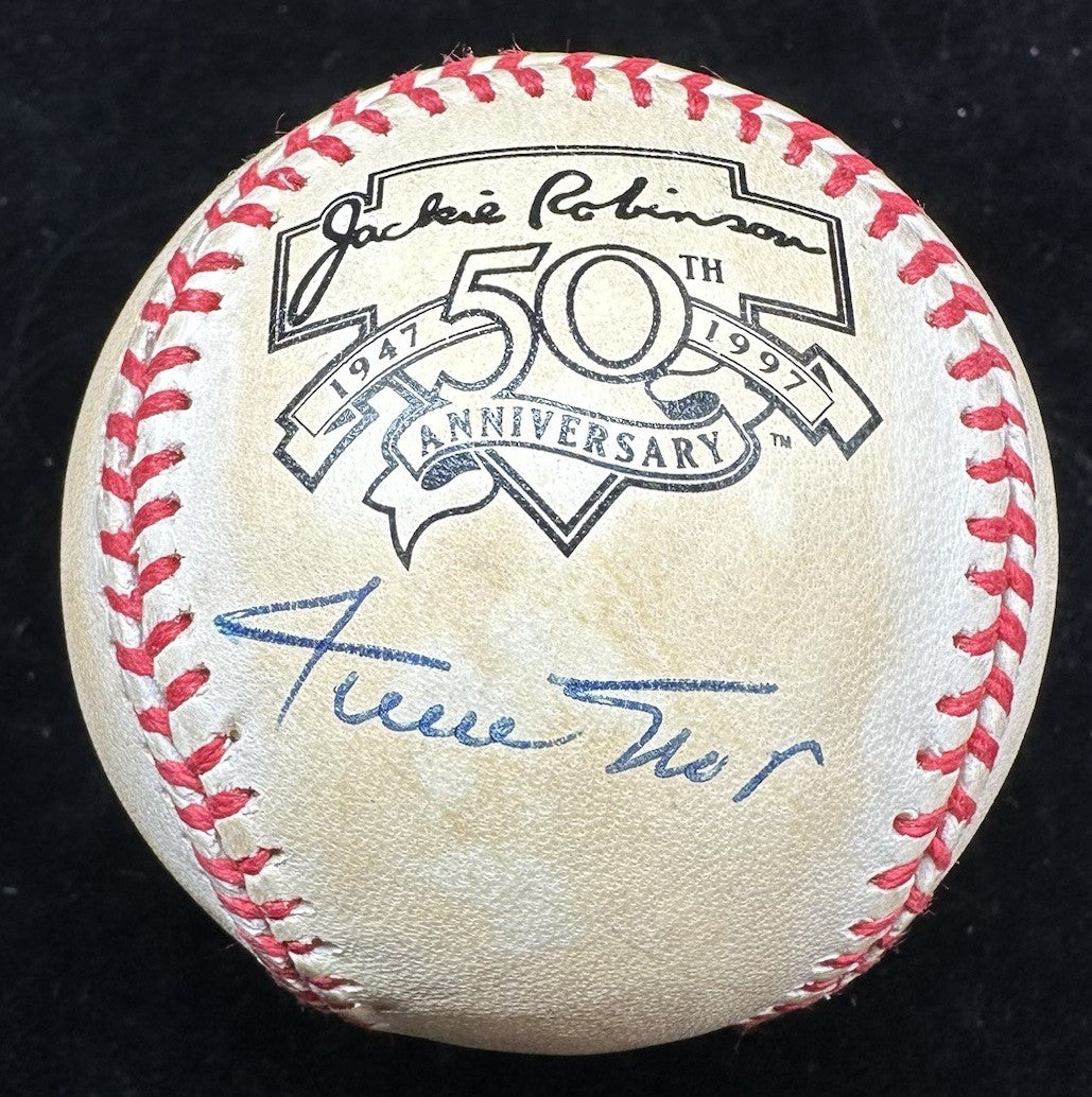 Willie Mays Signed Jackie Robinson Day Logo Baseball JSA