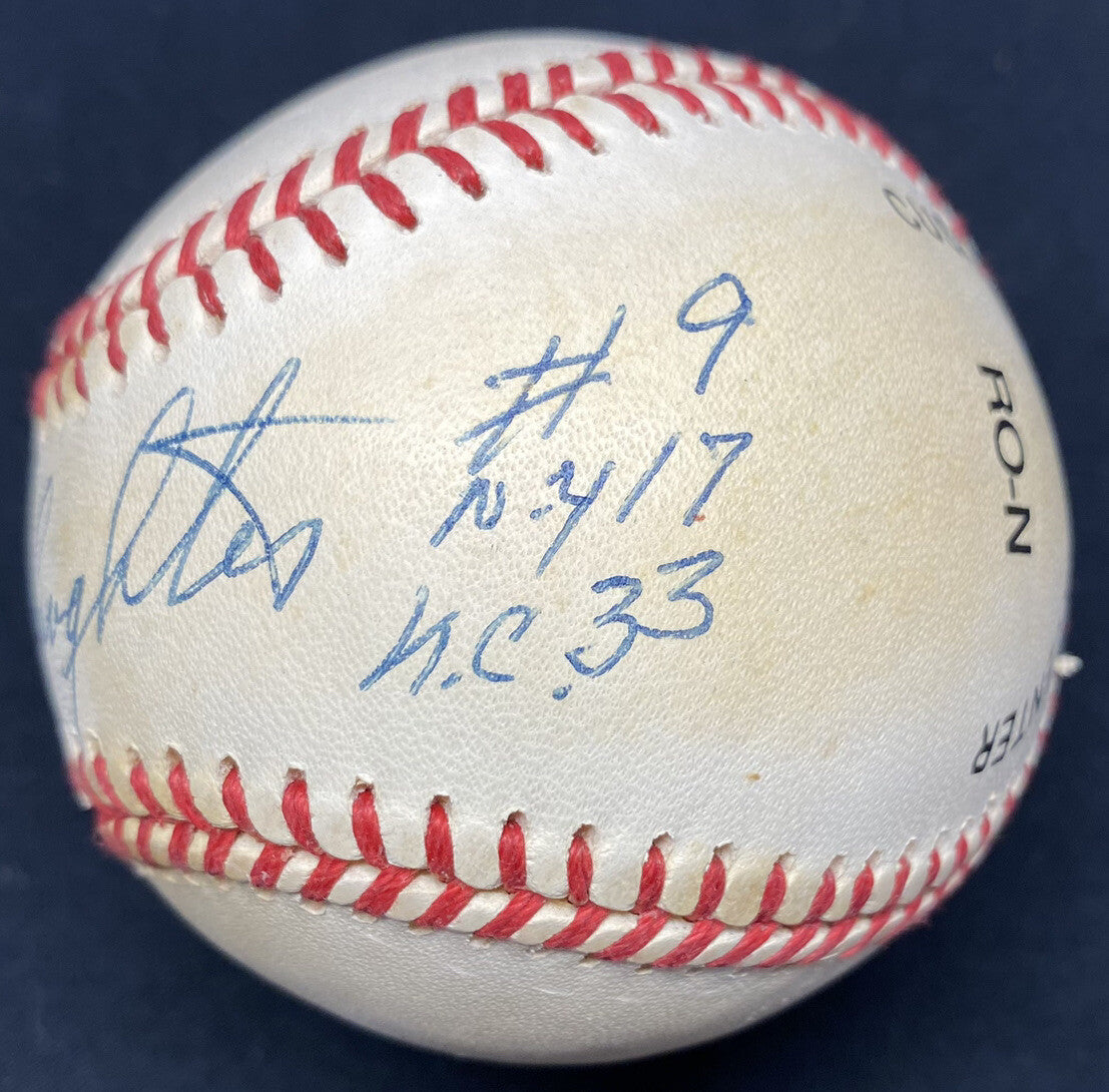 Enos Slaughter #9 NY 17 NC 33 Signed Baseball JSA Number