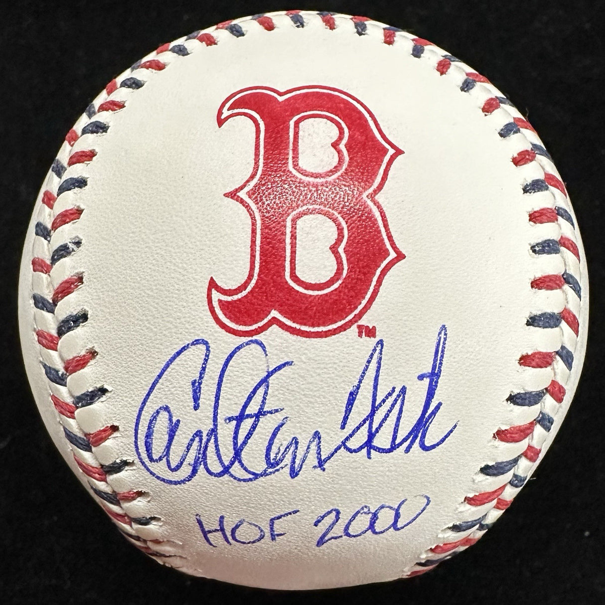 Carlton Fisk HOF 2000 Signed Red Sox Team Stitched Logo Baseball JSA