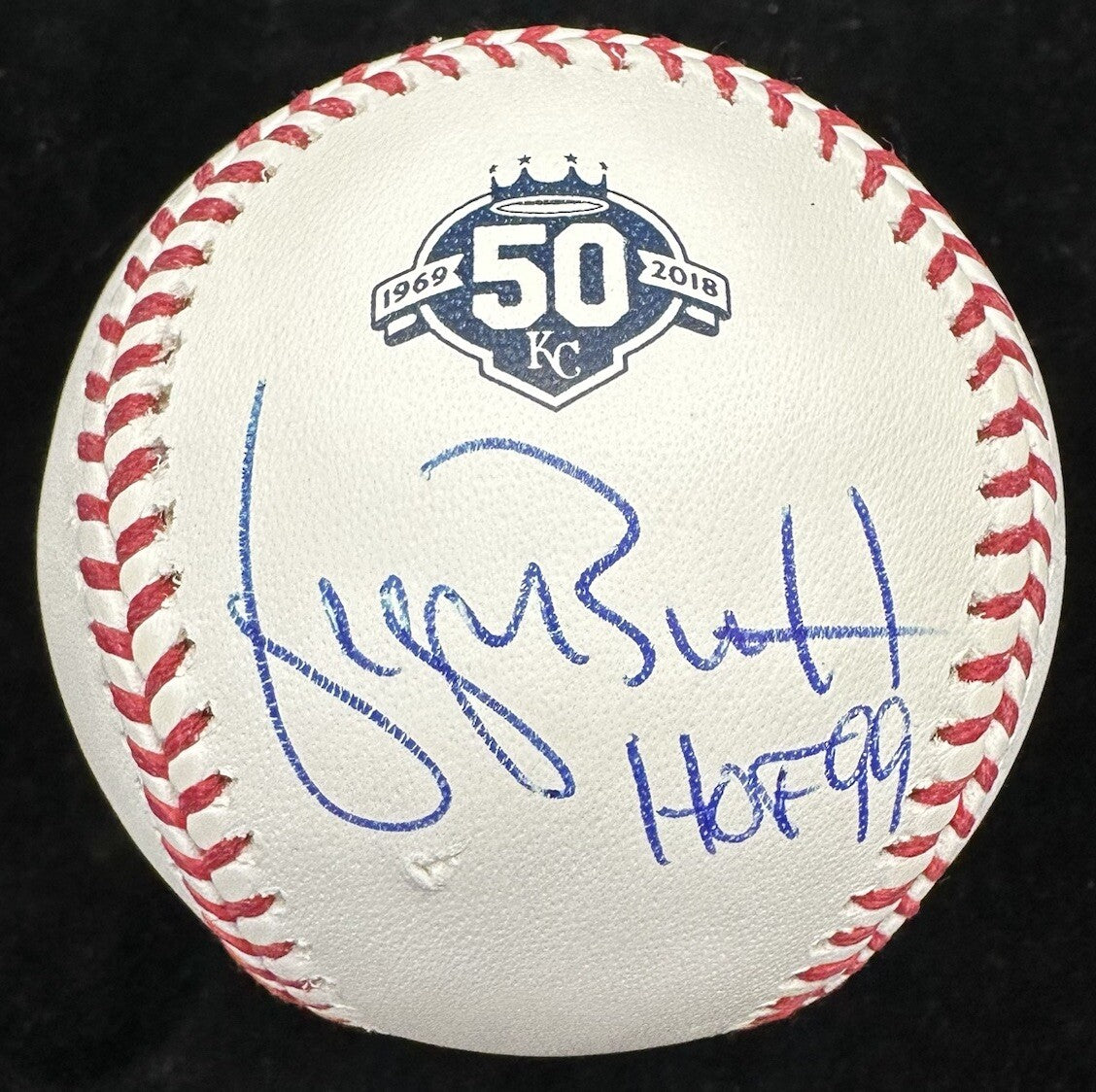 George Brett HOF 99 Signed Royals 50th Logo Baseball JSA