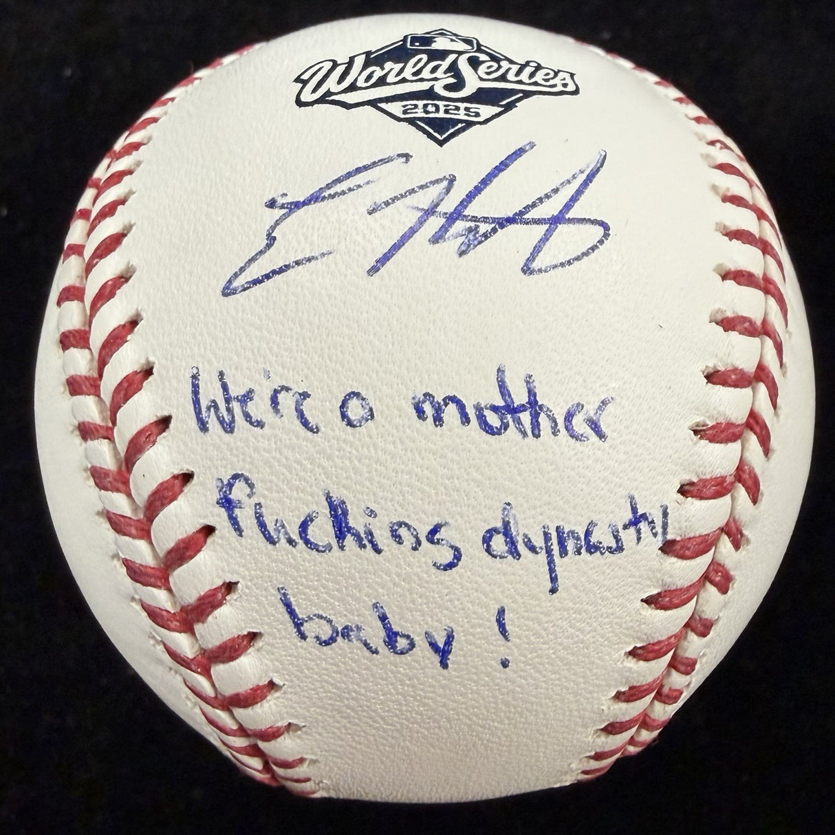 Kiké Hernandez Dynasty Signed 2025 World Series Logo Baseball MLB Holo