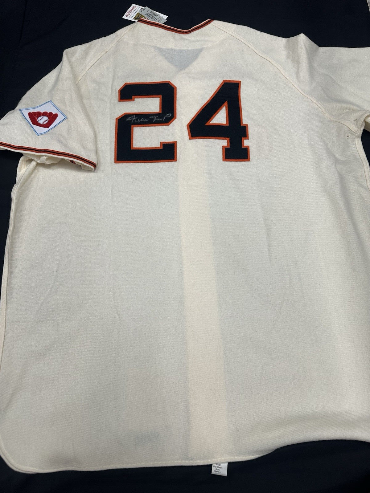 Willie Mays Double Signed Authentic Giants Mitchell Ness Jersey PSA/DNA Size 60*
