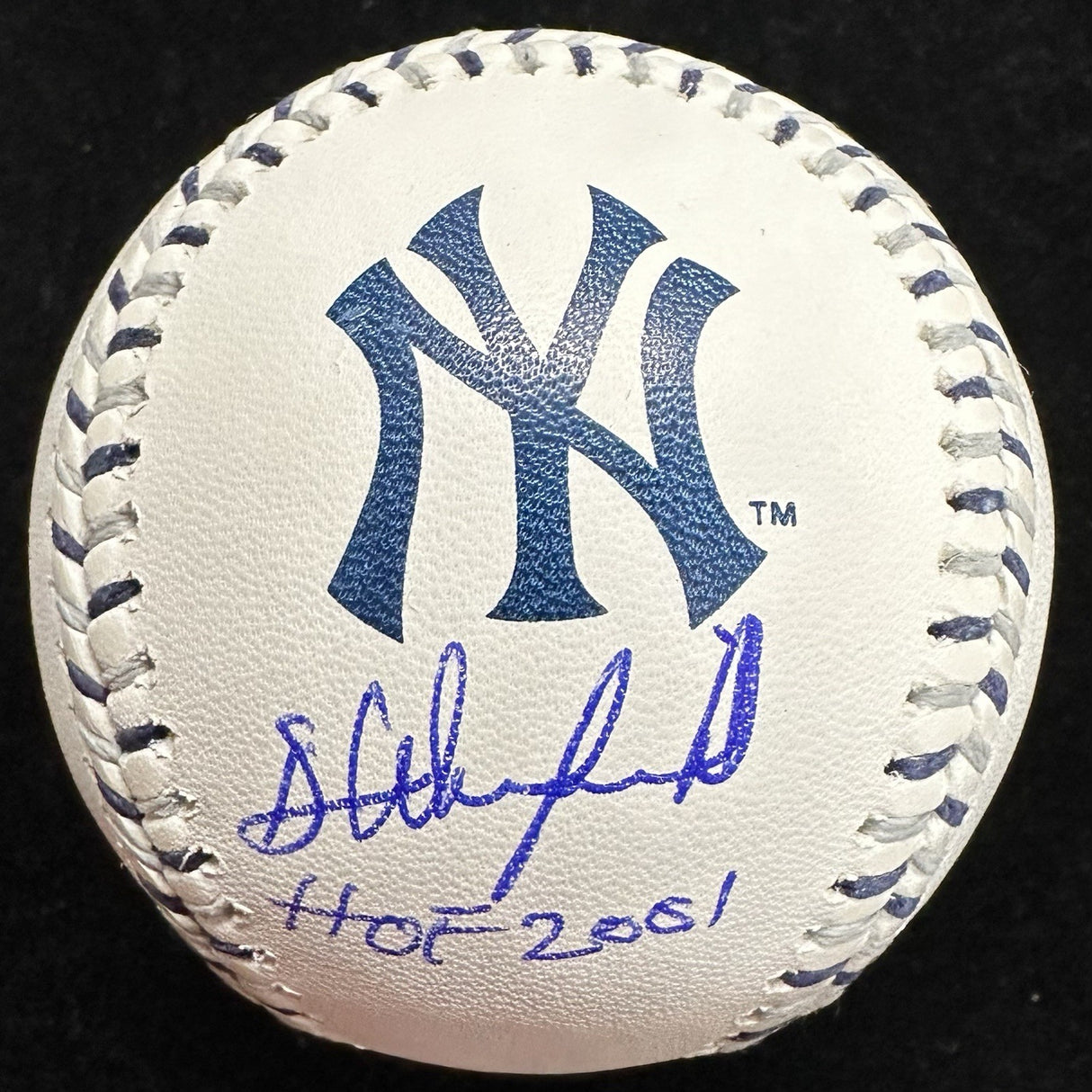 Dave Winfield HOF 2001 Signed Yankees Team Stitched Logo Baseball JSA