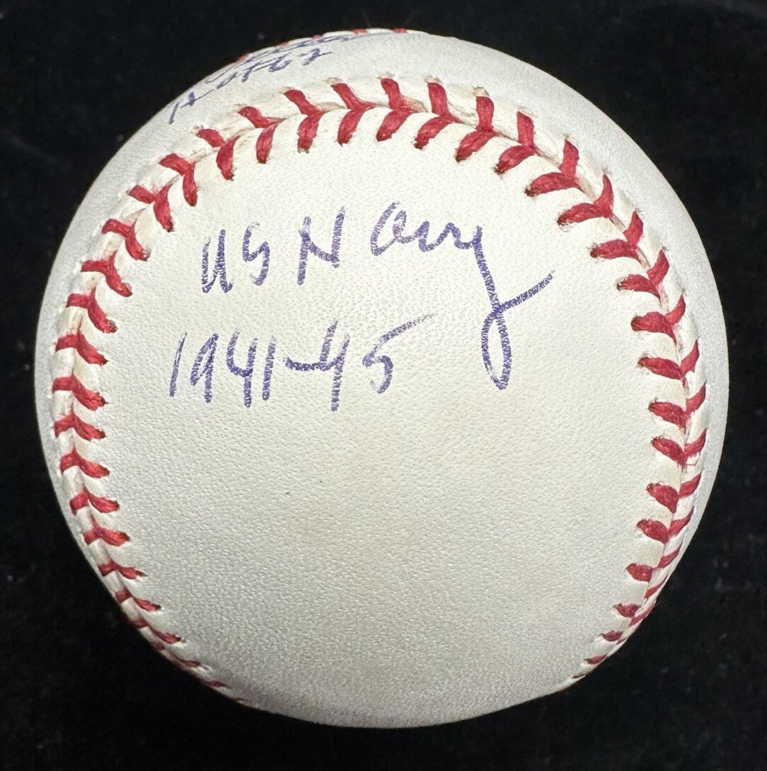 Bob Feller US Navy 1941-45 HOF 62 Signed Baseball JSA