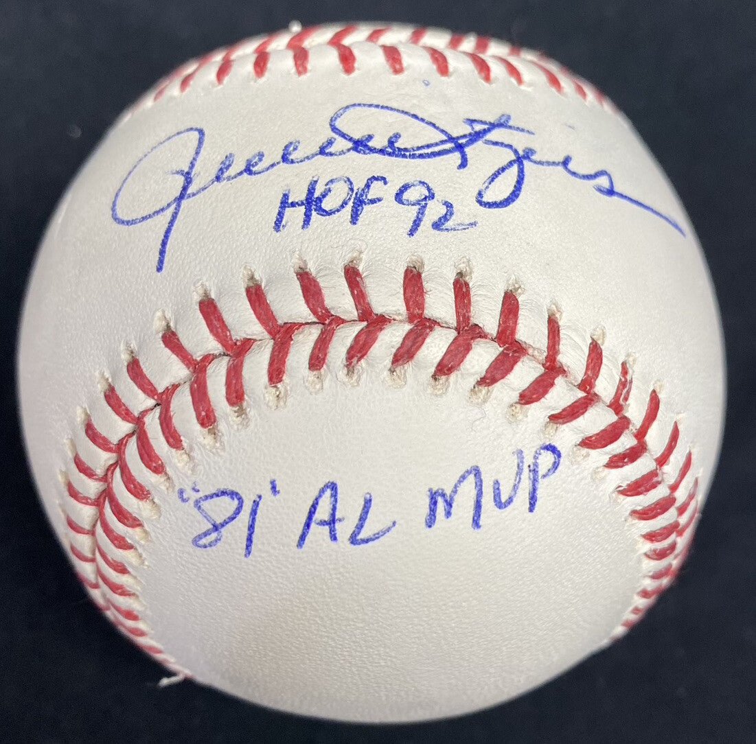 Rollie Fingers HOF 92 81 Cy Young 81 AL MVP Signed Baseball JSA Witness