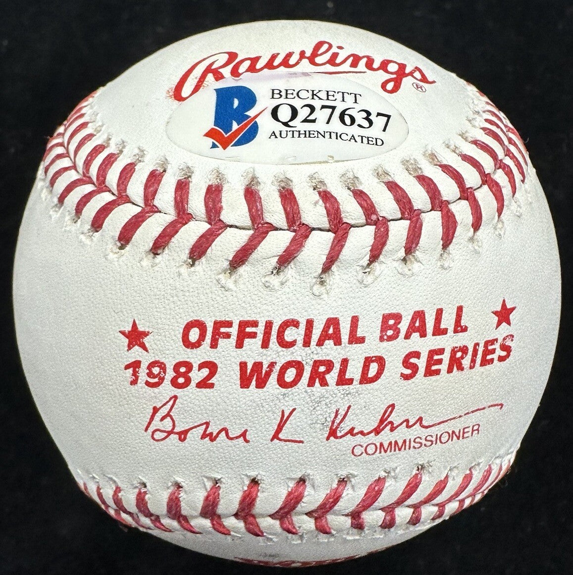 Bruce Sutter 82 WS Champs Signed 1982 World Series Logo Baseball Beckett BAS