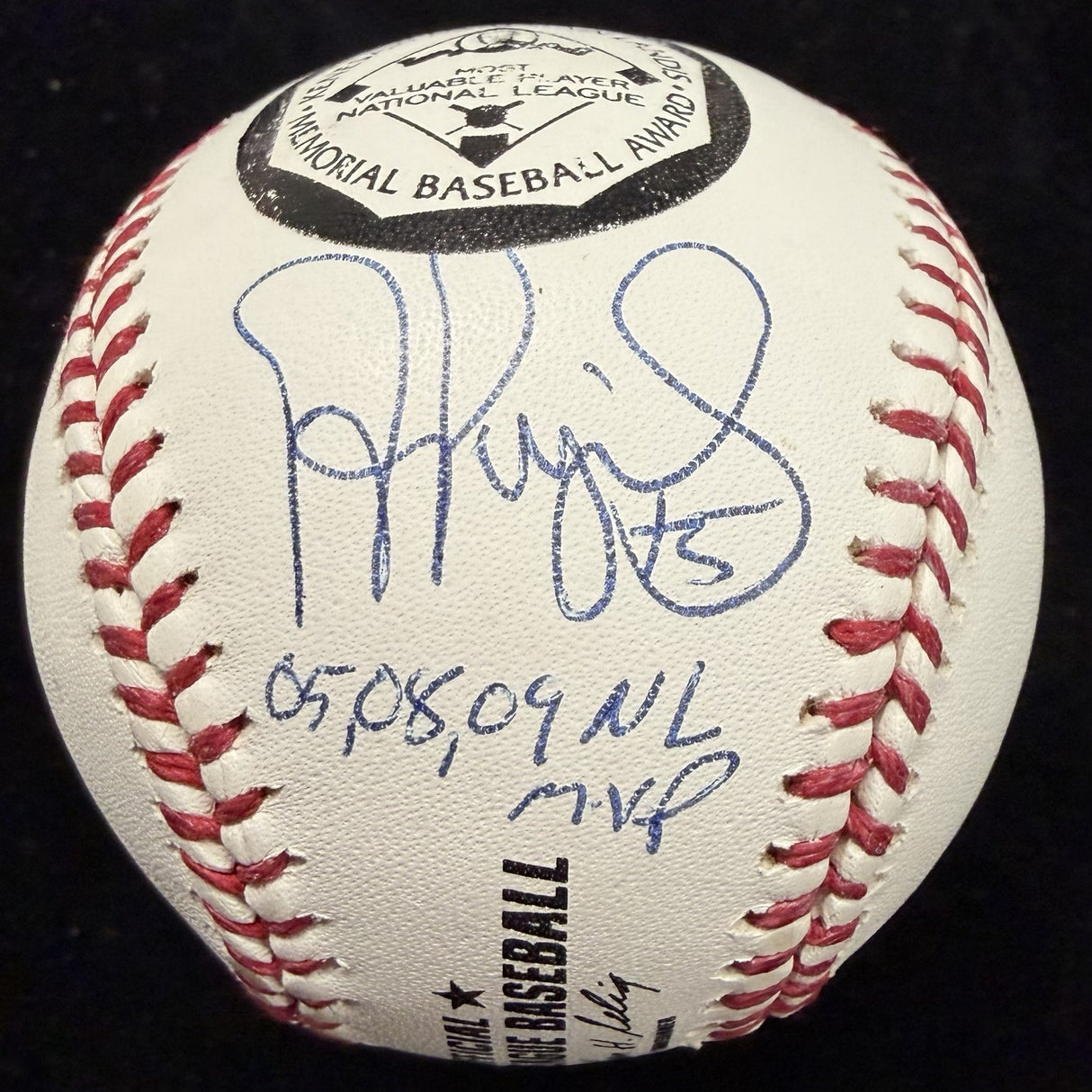 Albert Pujols 05, 08, 09 NL MVP Signed MVP Logo Baseball Beckett Witness