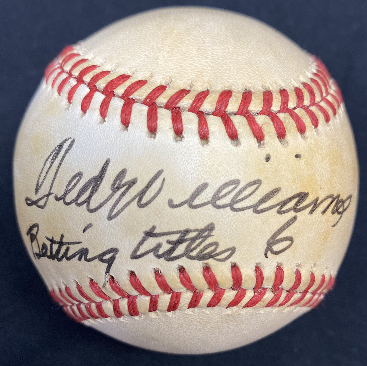 Ted Williams Batting Titles 6 Signed Baseball JSA LOA Graded 8 Signature