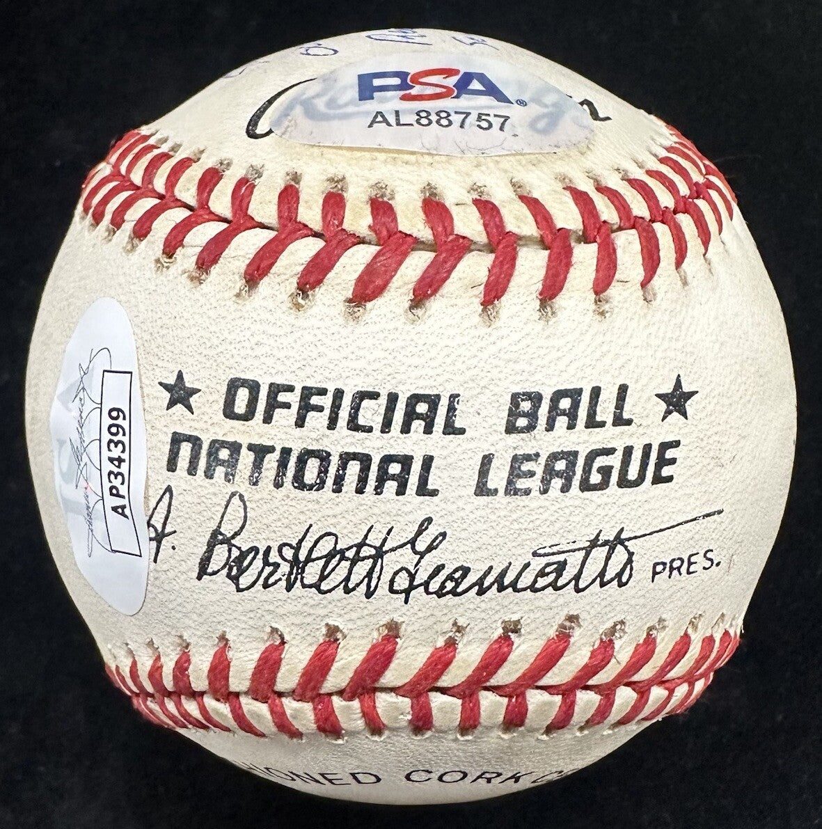 Mookie Wilson Bill Buckner 1986 WS Game 6 Stat Story Signed Baseball JSA PSA