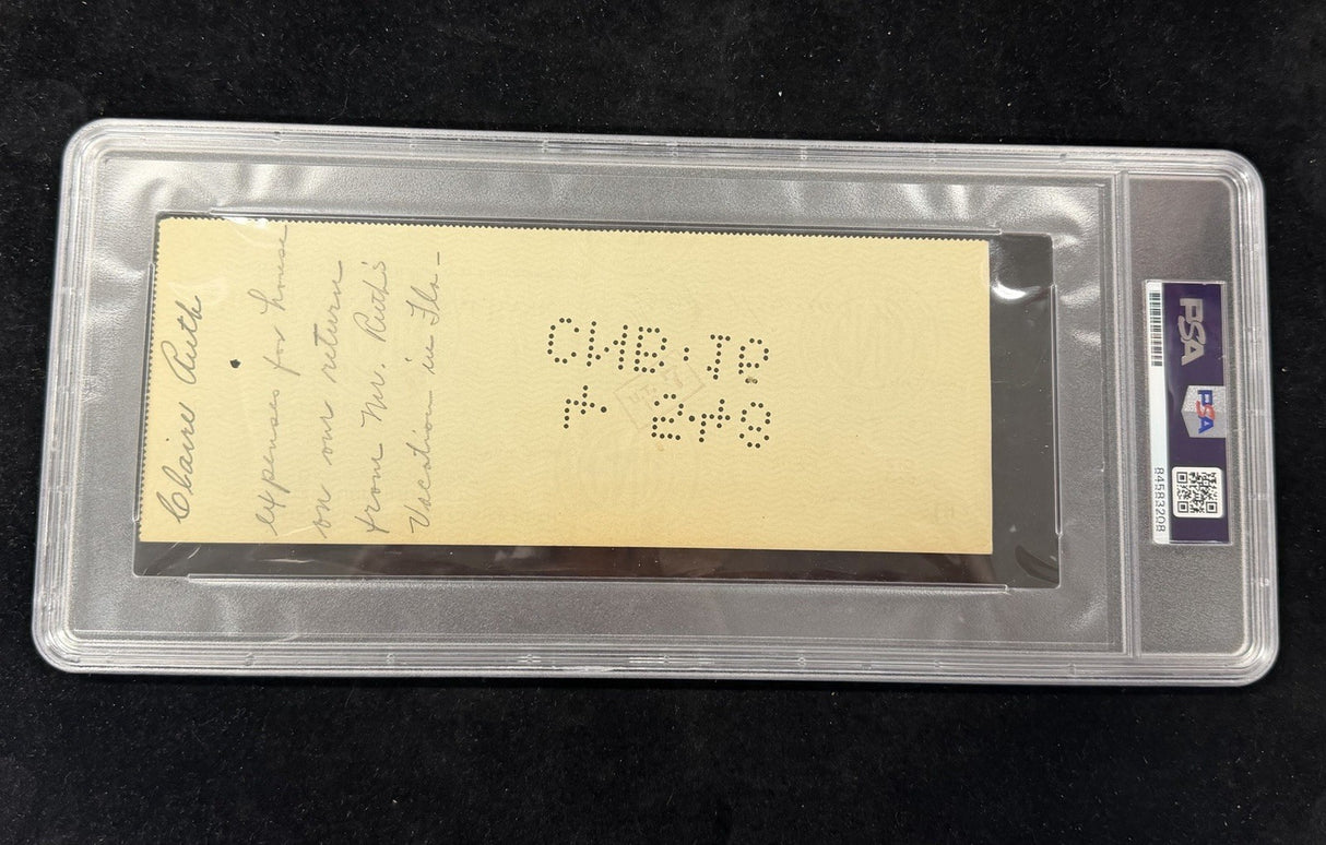 George Herman Babe Ruth Full Name Signed Bank Check PSA/DNA Graded 7.5