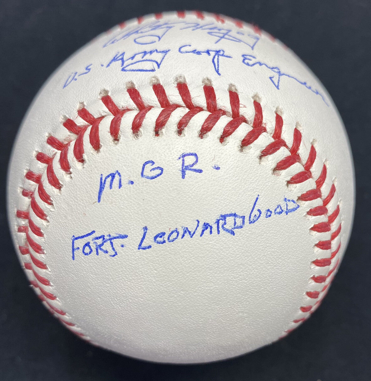 Whitey Herzog US Army Military Stats Signed Baseball Beckett Witness Hologram