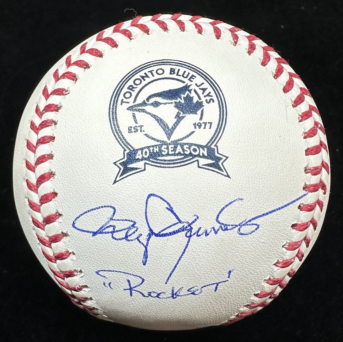 Roger Clemens Rocket Signed Blue Jays Anniversary Logo Baseball JSA
